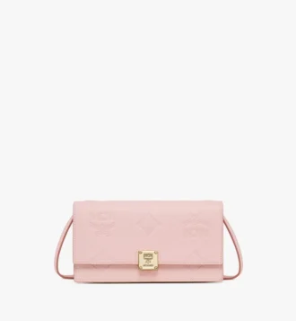 Billetera Aren con cadena en cuero con monograma en relieve