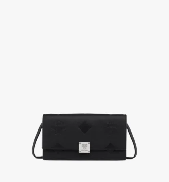 Billetera Aren con cadena en cuero con monograma en relieve
