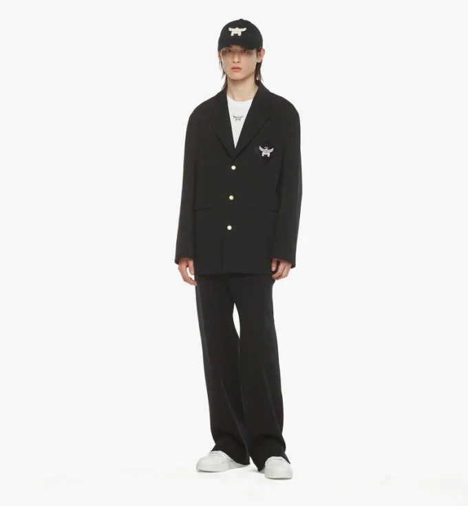Blazer de ponte con parche con el logotipo Blazer de ponte con parche con el logotipo