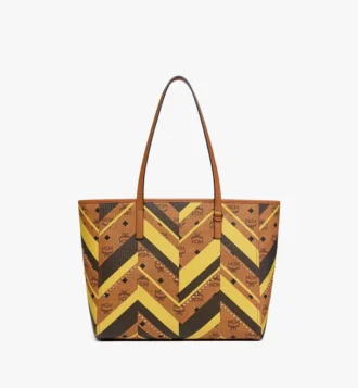 Bolso de compras Toni Shopper con cremallera superior y tachuelas en lona Visetos Mega Herringbone
