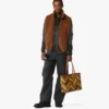 Bolso de compras Toni Shopper con cremallera superior y tachuelas en lona Visetos Mega Herringbone Bolso de compras Toni Shopper con cremallera superior y tachuelas en lona Visetos Mega Herringbone