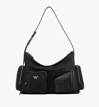 Bolso hobo con cremallera Aren en Econyl® y piel con estampado Monogram