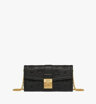 Cartera con cadena Tracy en piel con monograma en relieve
