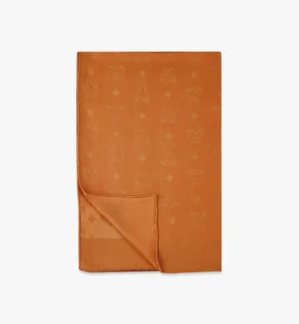 Chal rectangular de seda con monograma