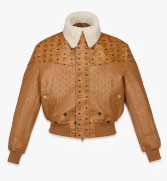Chaqueta bomber de piel de oveja con mezcla de piel Visetos