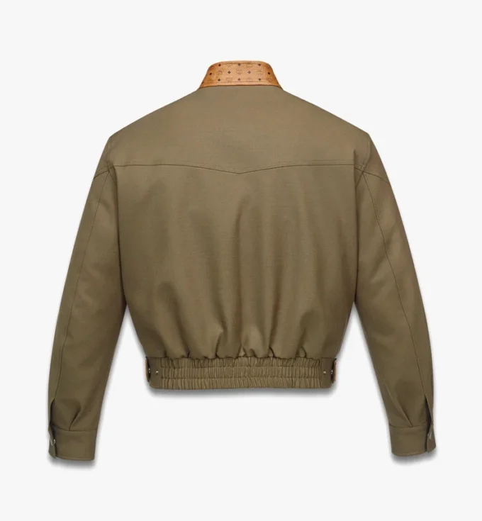 Chaqueta de sarga de lana y cuero con estampado Monogram Chaqueta de sarga de lana y cuero con estampado Monogram