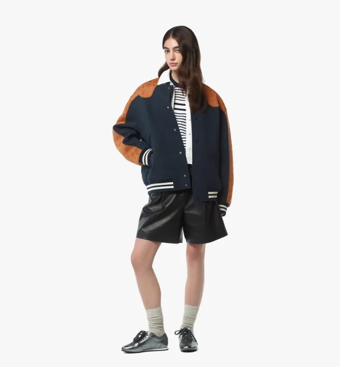 Chaqueta universitaria de ponte con jacquard de neopreno Monogram Chaqueta universitaria de ponte con jacquard de neopreno Monogram
