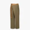 Pantalones de sarga de lana y cuero con estampado Monogram Pantalones de sarga de lana y cuero con estampado Monogram