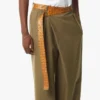 Pantalones de sarga de lana y cuero con estampado Monogram Pantalones de sarga de lana y cuero con estampado Monogram
